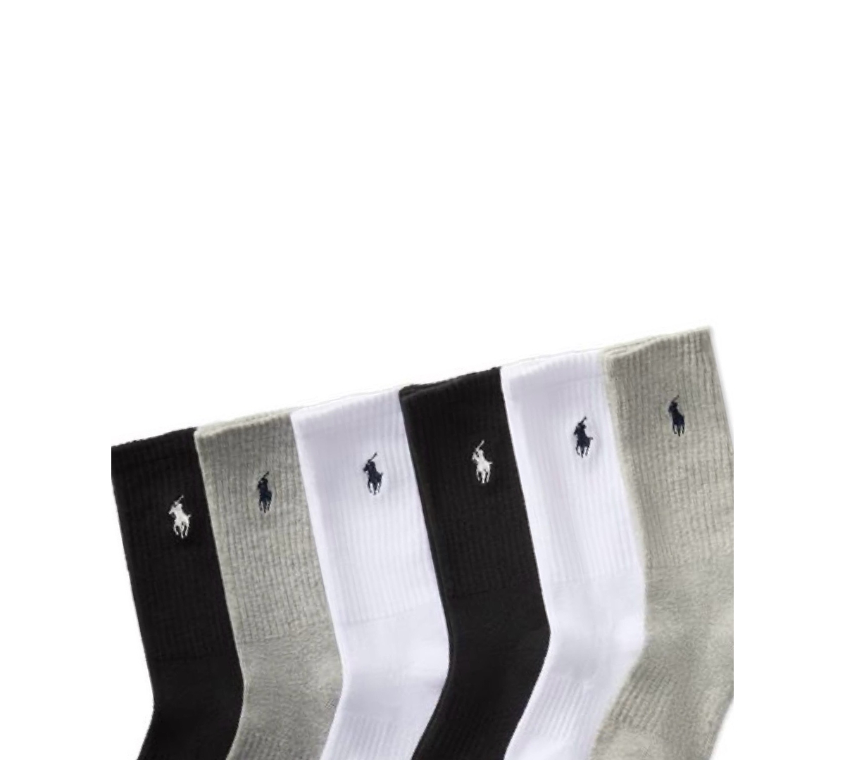 Polo Ralph Lauren Little & Big Boys Solid Crew Socks, 6-pack In Gray