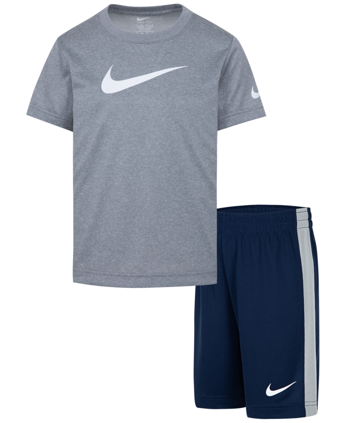 Nike Little Boys Dri-fit Swoosh T-shirt & Shorts, 2 Piece Set In Midnight Navy