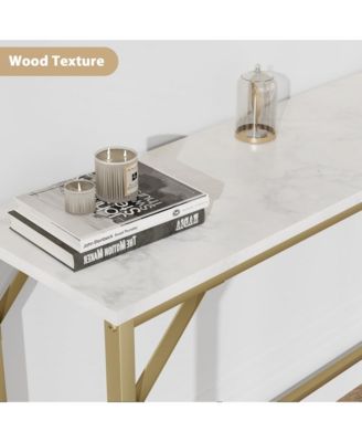 Farmhouse Console Tables with Power Outlet, 39.4" Entryway Table with Adjustable Feet, Behind Couch Table for Living Room, Entryway, Foyer