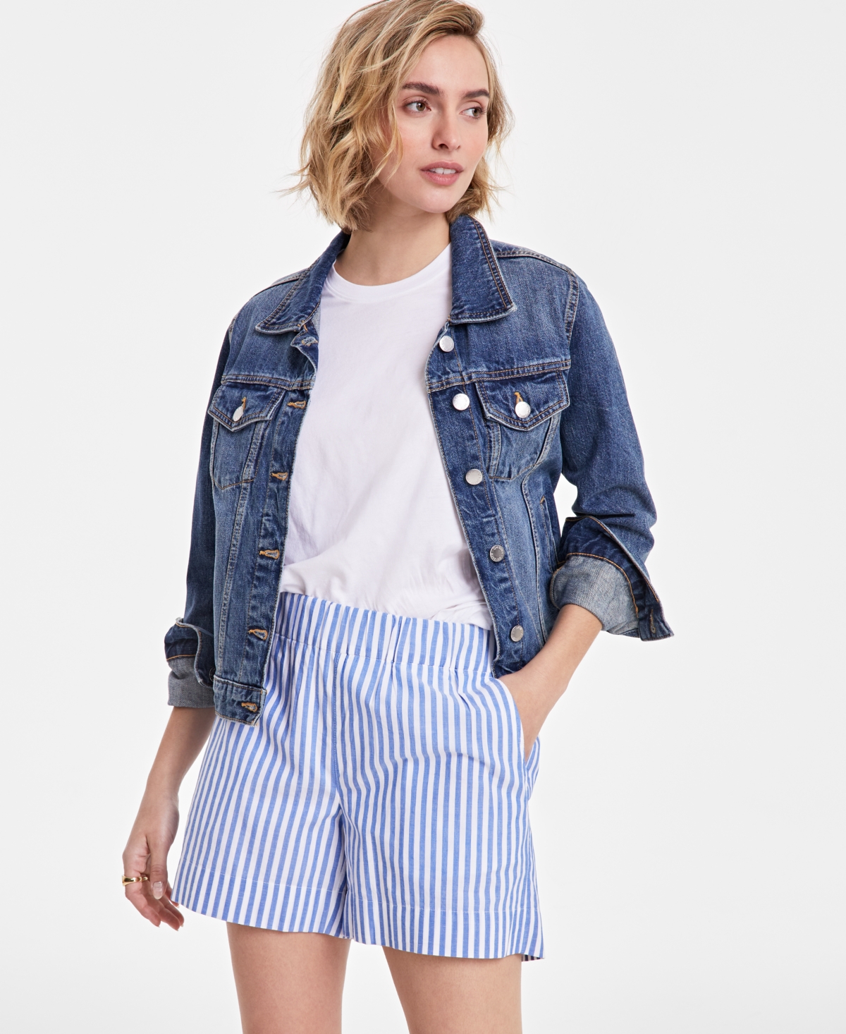 ON 34TH WOMEN'S FANTASTIC STRIPE PULL-ON SHORTS, EXCLUSIVELY AT MACY'S 