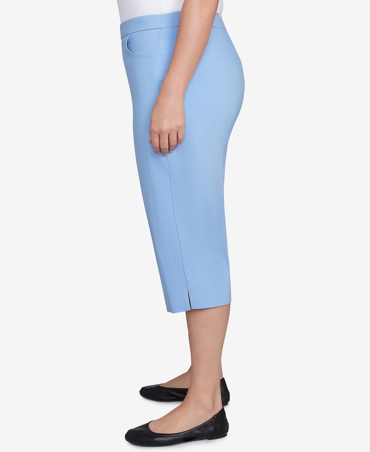Alfred Dunner Plus Size Classic Flat Front Allure Clamdigger Pants In Iris