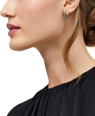 Diamond Oval Drop Earrings (1/10 ct. t.w.) in Sterling Silver