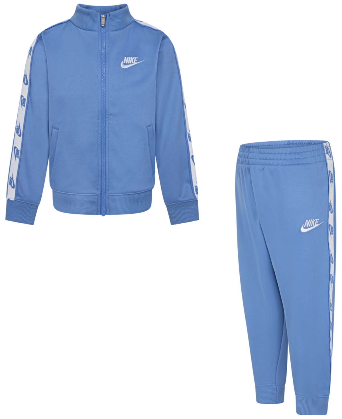 Nike Little Boys Dri-fit Full-zip With Logo Taping Trim Jacket & Pants, 2-piece Set In Blue Beyond