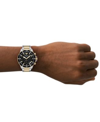 Men's Chronograph World Explorer Solar Two-Tone Stainless Steel Bracelet Watch 44mm