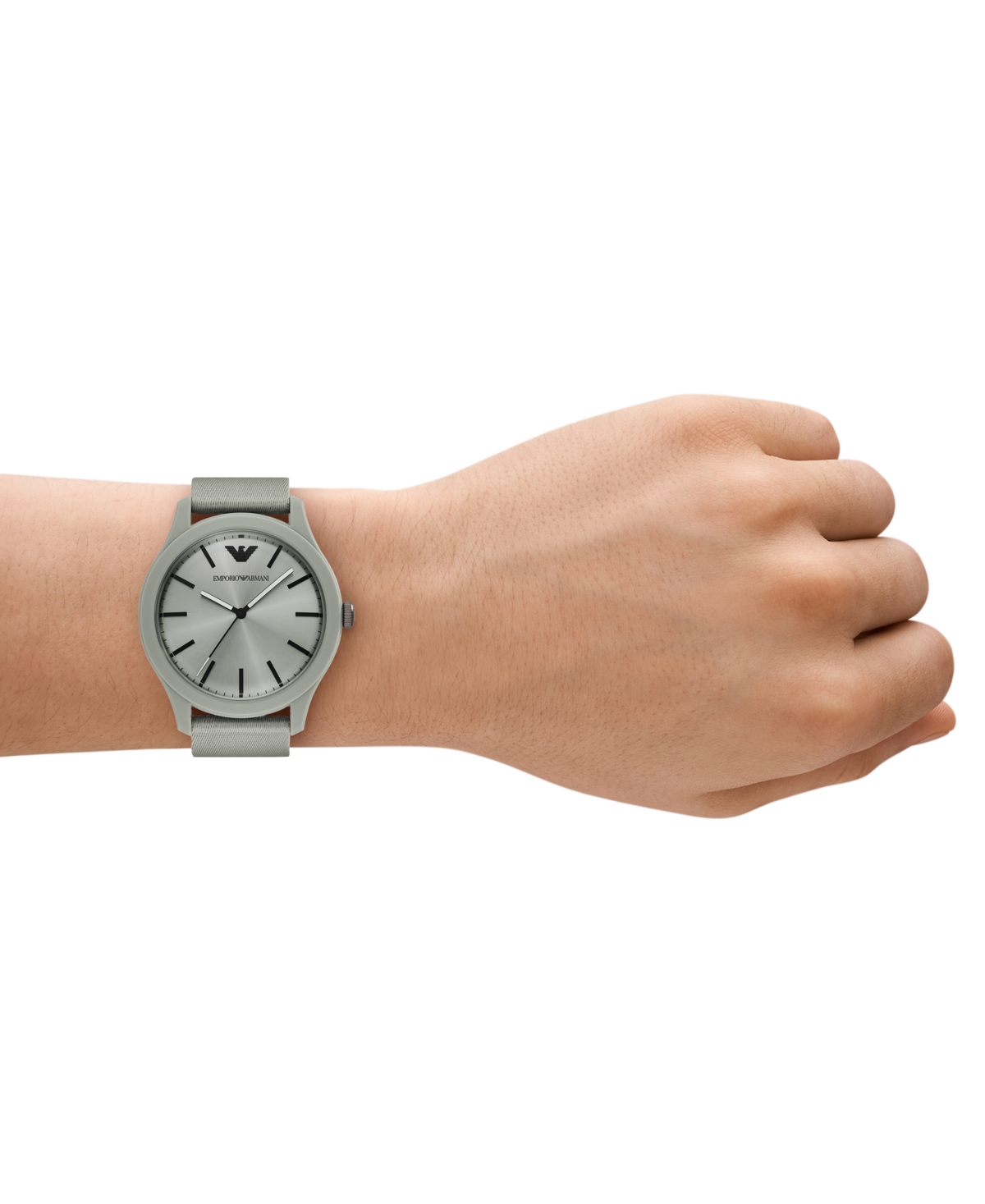 Emporio Armani Men's Gray Tide Ocean Material Strap Watch 45mm In Gray
