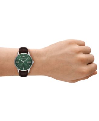 Men's Brown Leather Strap Watch 39mm