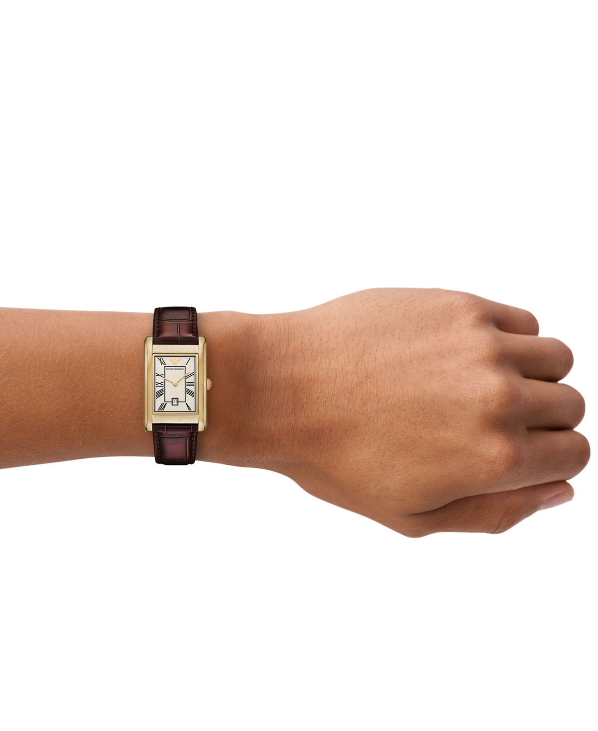 Emporio Armani Women's Brown Leather Strap Watch 25mm In Brown