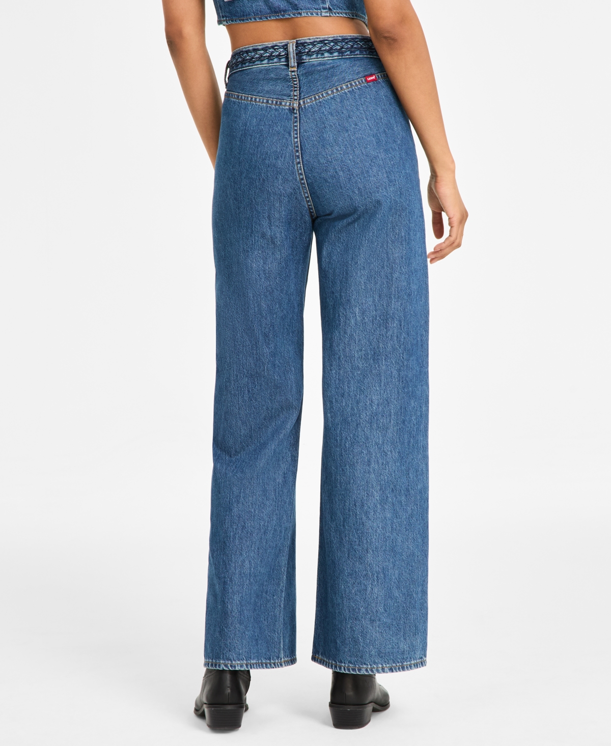 LEVI'S PREMIUM WOMEN'S RIBCAGE WIDE-LEG BRAIDED COTTON JEANS 