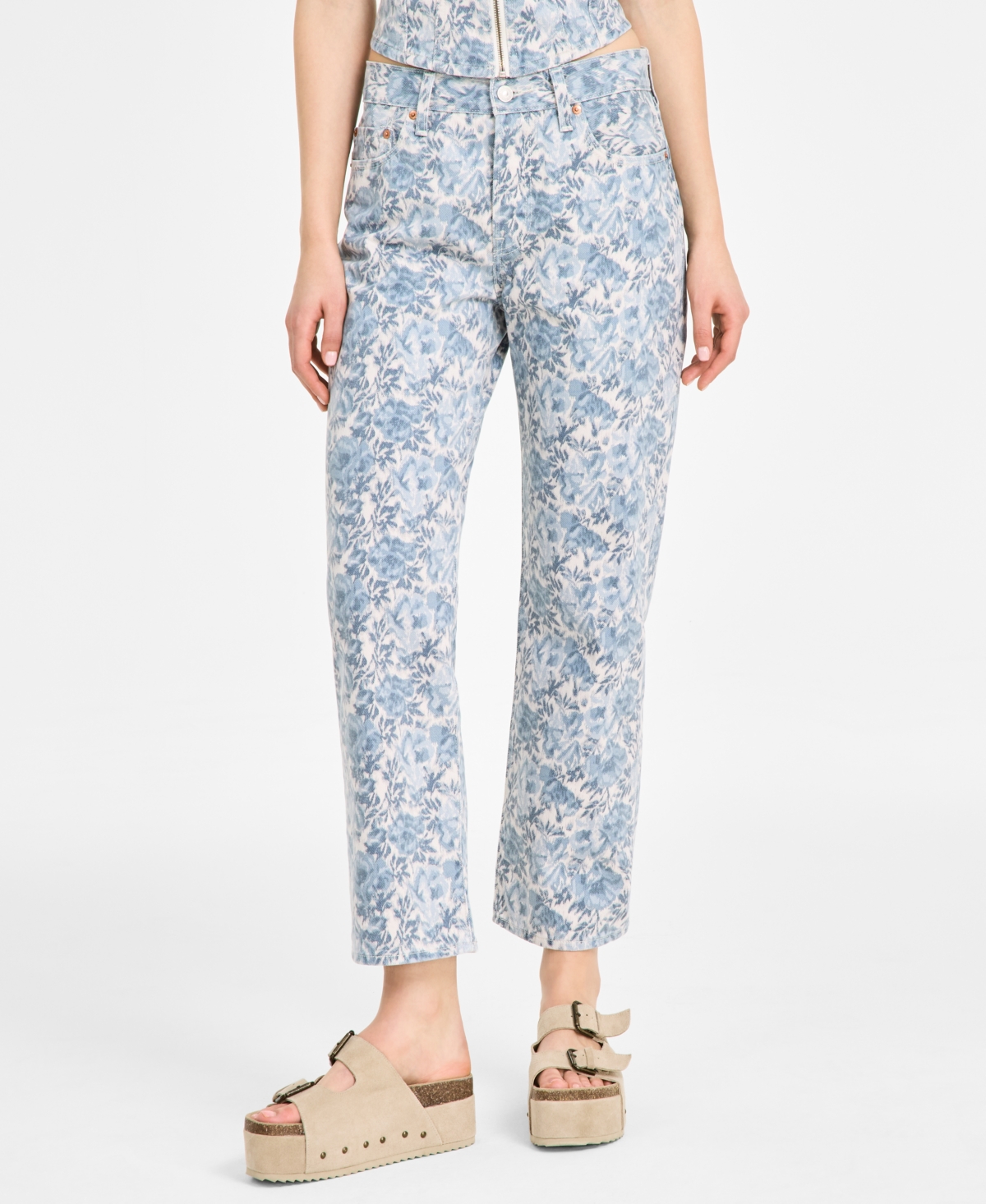 Levi's Levis Womens Floral Bustier Top Ankle Jeans In Ophelia Floral