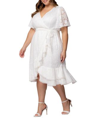 Plus Size Palermo Lace Faux Wrap Cocktail Dress
