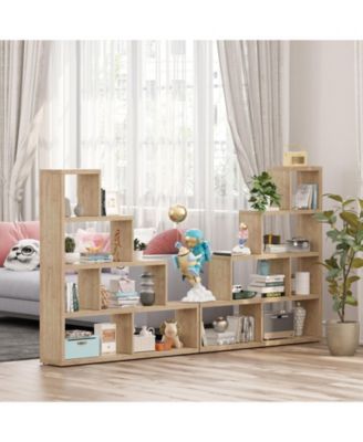 6 Cubes Ladder Shelf Corner Bookshelf Storage Bookcase