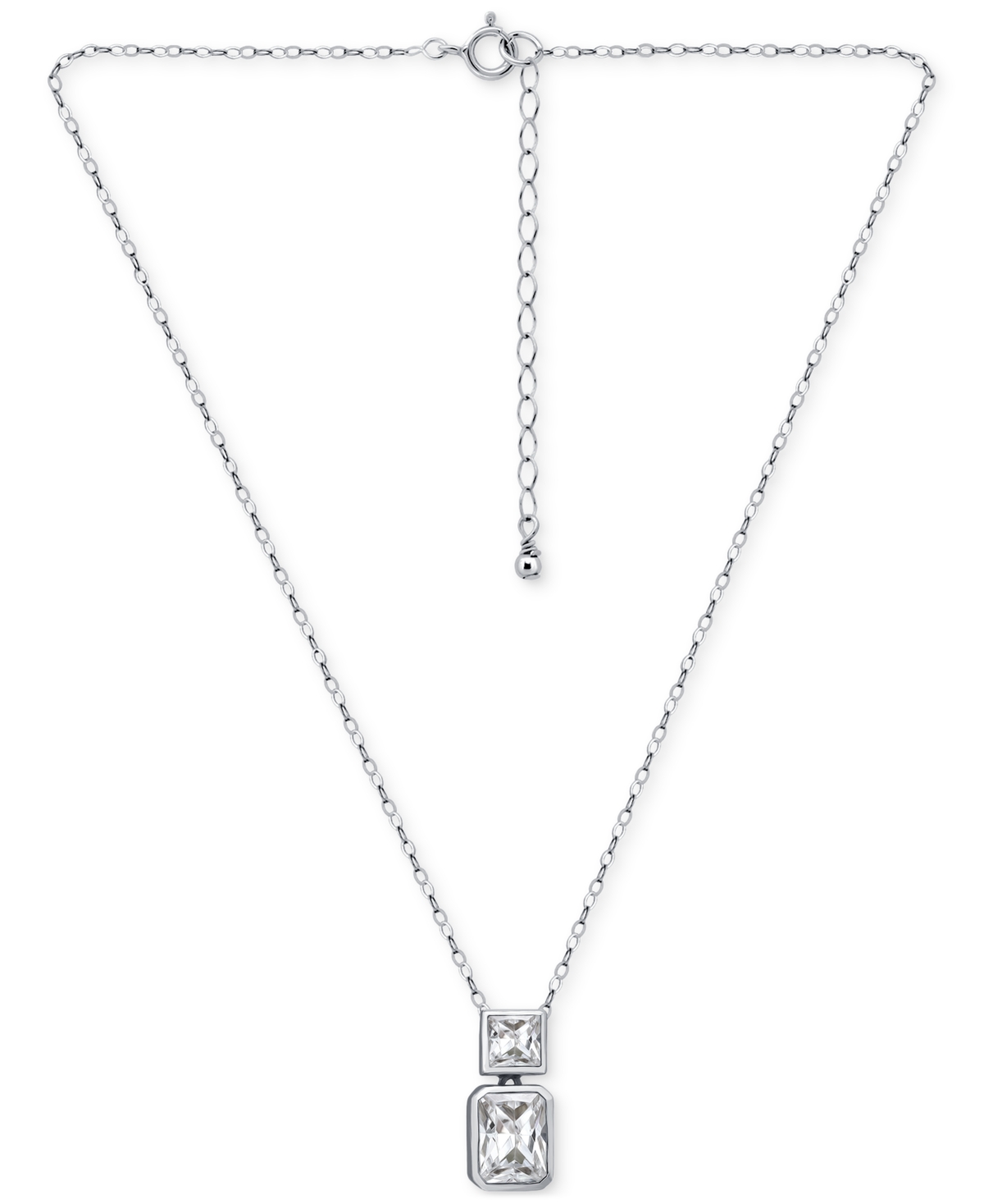 Giani Bernini Cubic Zirconia Octagon & Square Pendant Necklace In 18k Gold-plated Sterling Silver, 16" + 2" Extend In Silver