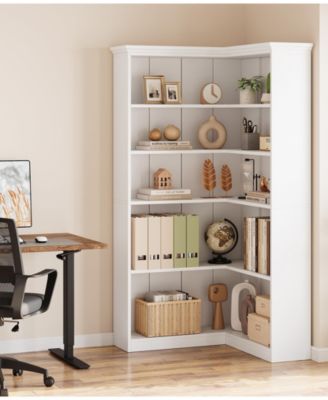 Corner Bookshelf 72.8in Farmhouse Bookcase Large Bookshelf