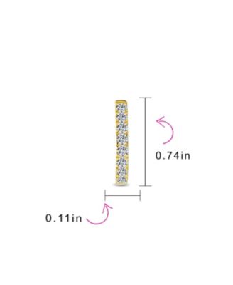 Classic Oval CZ Hoop Earrings Black Rose Gold Sterling Silver .60 Inch