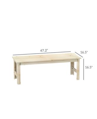 2-Seat Wood Garden Bench, Patio Bench w/ Slatted Seat,