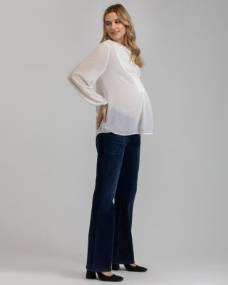 Maternity Slim Fit Hi-Rise Flare Jeans with Elastic Waistband