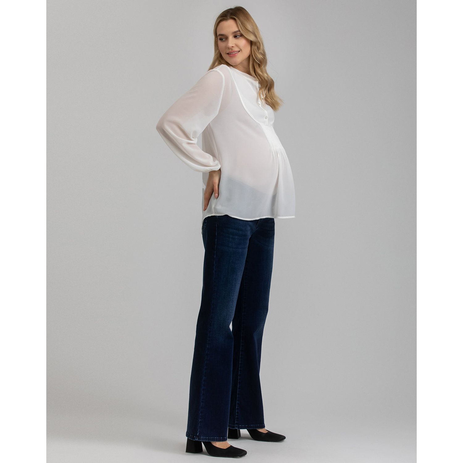 Maternity Slim Fit Hi-Rise Flare Jeans with Elastic Waistband