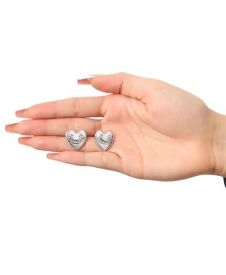 Heart Stud Earrings with Iconic Logo