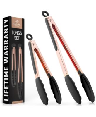 Stainless Steel Kitchen Tongs with Silicone Tips - Set of 2