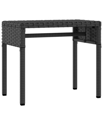 Sun Lounger with Canopy and Table Black Poly Rattan