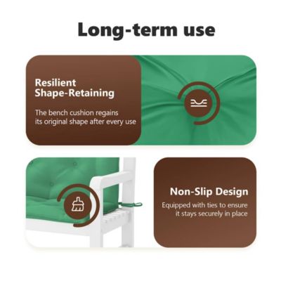 Garden Bench Cushion Green 59.1"x(19.7"+19.7")x2.8" Oxford Fabric