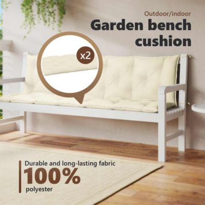 Garden Bench Cushion Cream White 70.9"x(19.7"+19.7")x2.8" Oxford Fabric