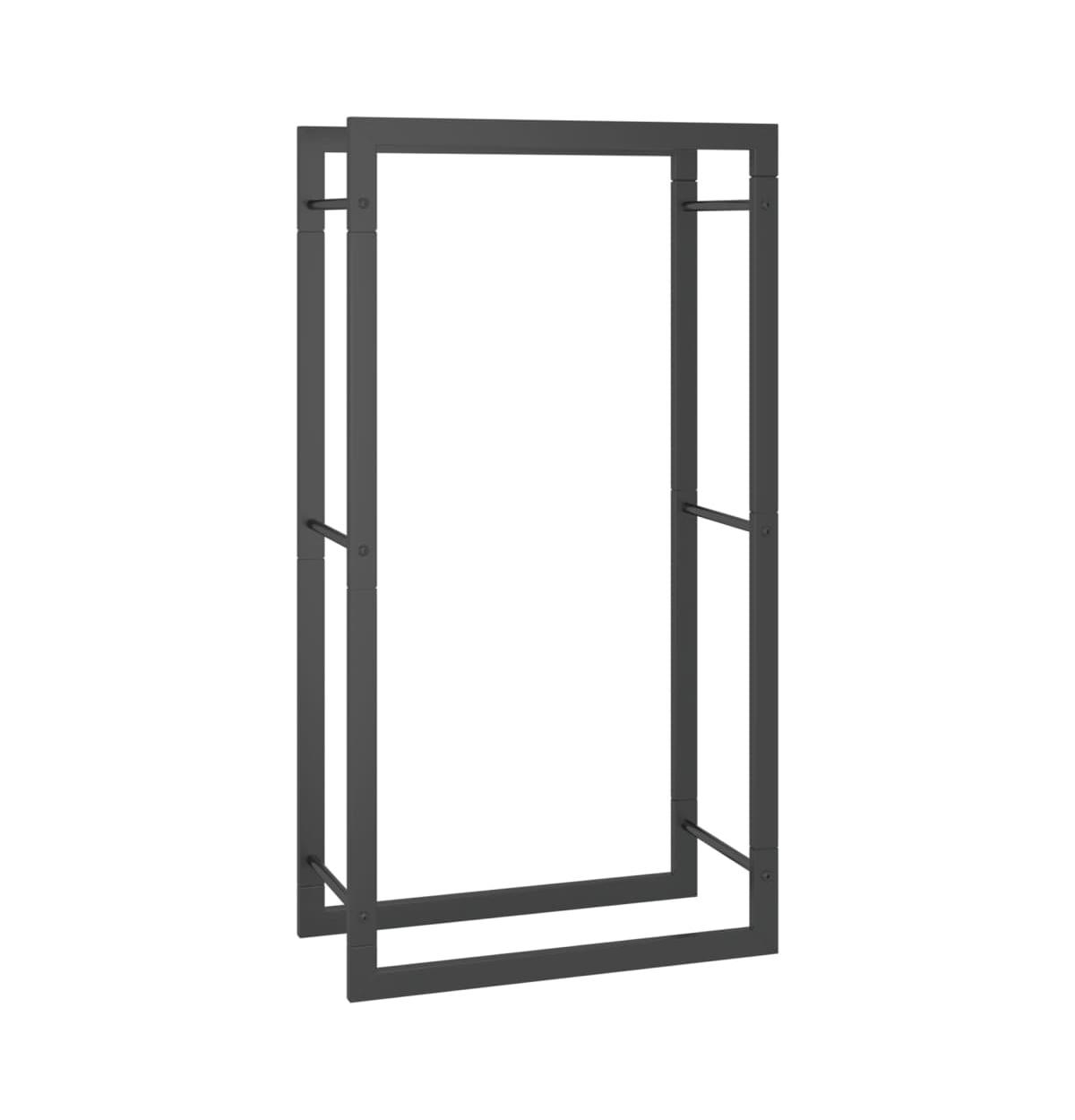 Firewood Rack Matt Black 19.7"x11"x37" Steel - Black