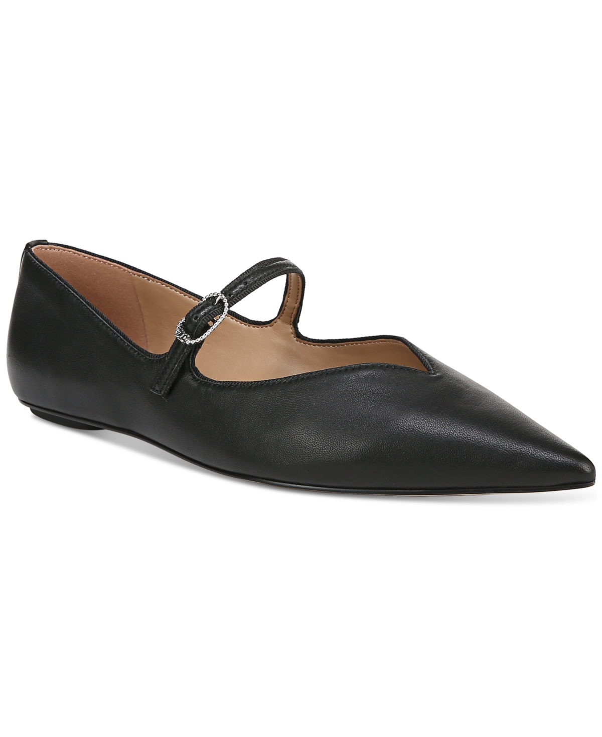 Sam Edelman Noa Mary Jane Pointed Toe Flat In Black Leather