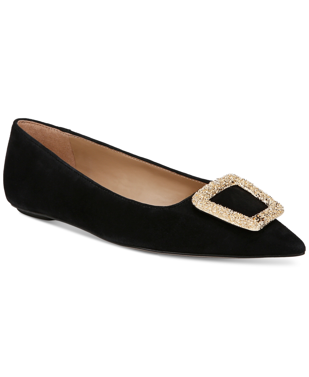 Shop Sam Edelman Women's Nico Ballerina Skimmer Flats In Black Leather