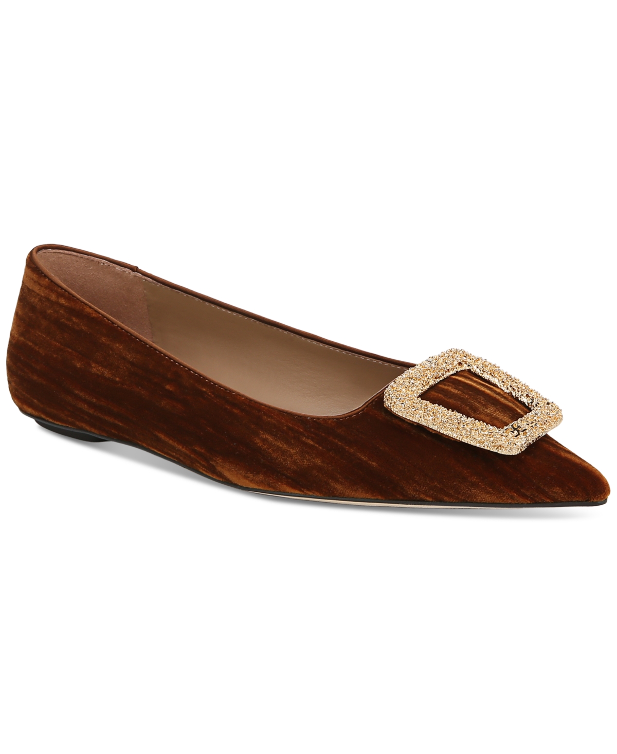 Shop Sam Edelman Women's Nico Ballerina Skimmer Flats In Camel Brown Leather