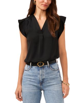 Women's V-Neck Short-Ruffle-Sleeve Top
