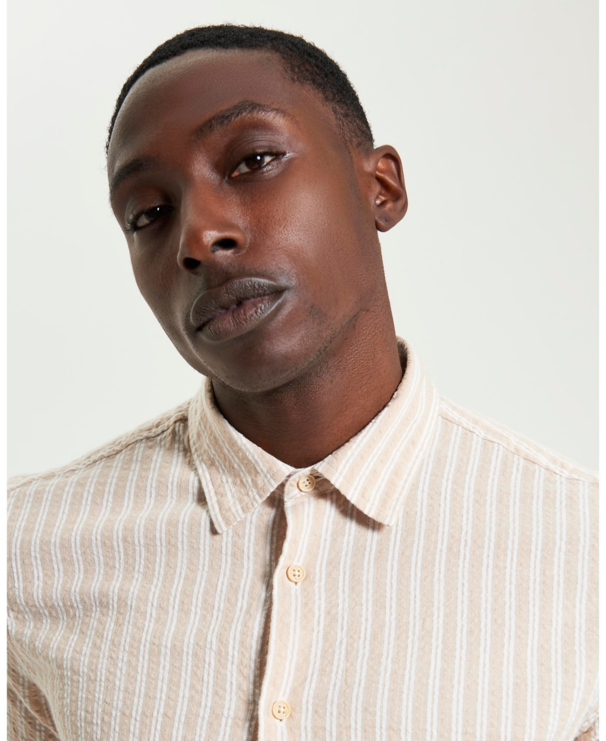 Ben Sherman Stripe Seersucker Button-up Shirt In Sand