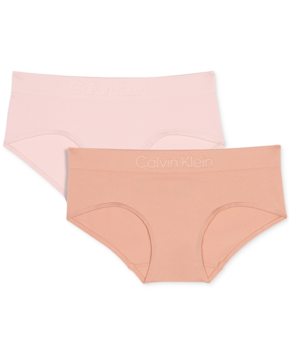 Shop Calvin Klein Big Girls Seamless Embossed Hipster Underwear, Pack Of 2 In Pink