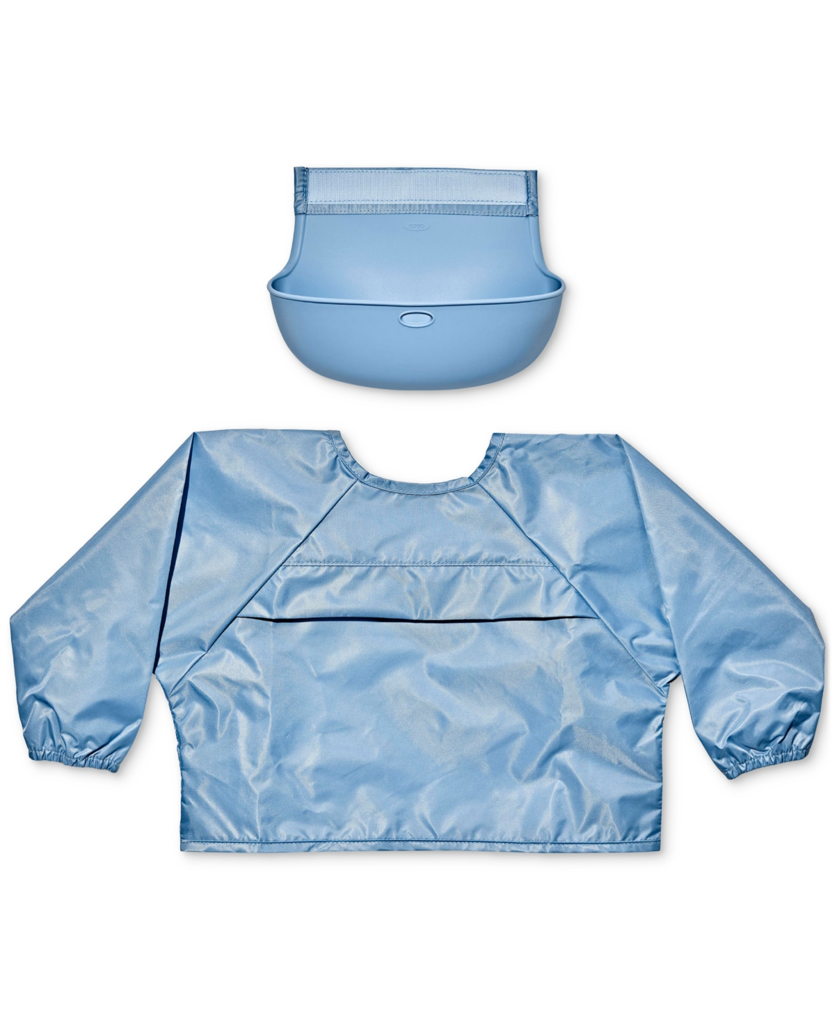 Oxo Tot Sleeved Roll Up Bib With Crumb Pocket In Dusk