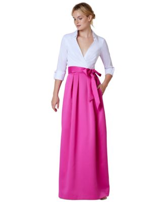 Jessica Howard - Petite Colorblocked Collared Evening Gown