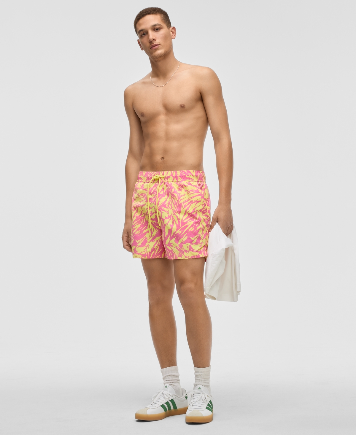 Mode Of One Men's Tiger Skin Regular-fit Printed Swim Trunks, Exclusively At Macy's In Confetti Pink