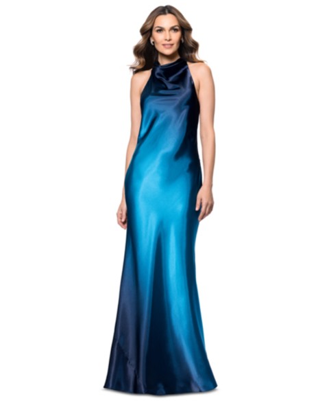 Женские платья Betsy & Adam Women's Ombre Sleeveless Draped Halter Gown