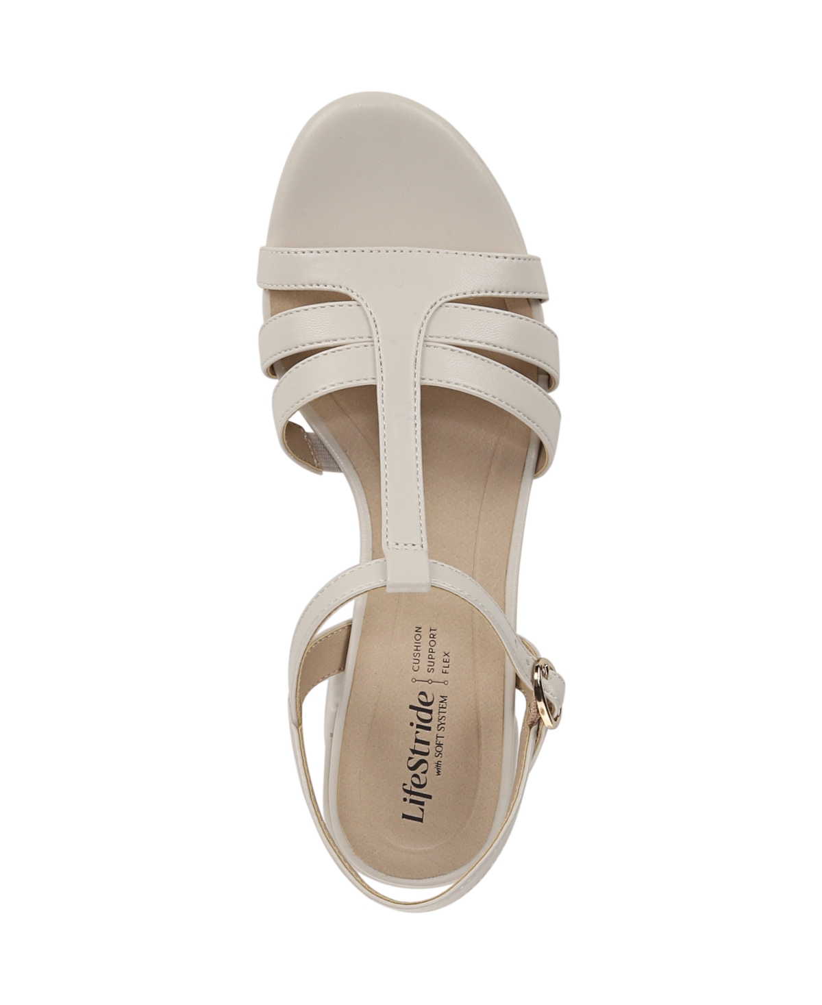 Shop Lifestride Women's Rio Strappy Platform Block Heel Dress Sandals In Bone Faux Leather