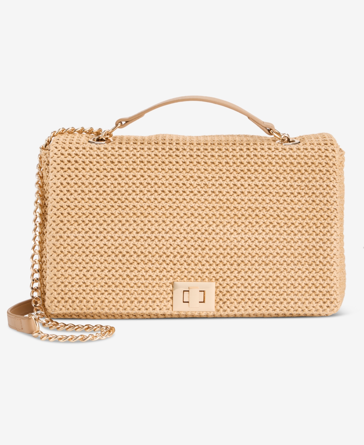 Ajae Flap Straw Crossbody, Exclusively at Macy's - Natural Straw Printed Trim