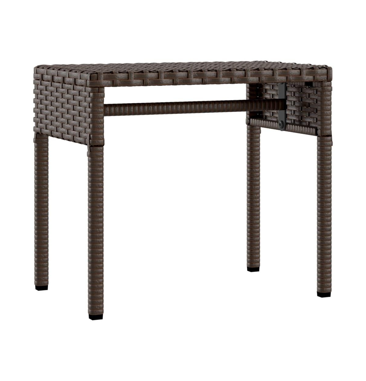 Sun Lounger with Canopy and Table Brown Poly Rattan