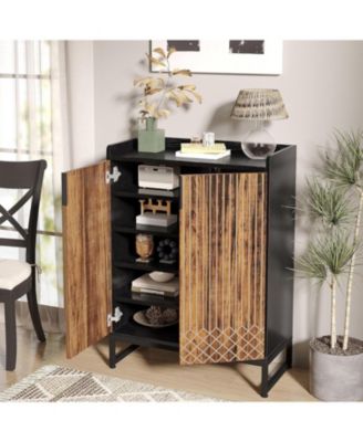 Shoe Cabinet with Doors, 5 Tiers Shoe Storage Cabinet for Entryway, 25 Pairs Wooden Shoe Cabinets, Modern Shoe Organizer Storage for Living Room, Bedroom, Hallway, Closet, Black and Brown