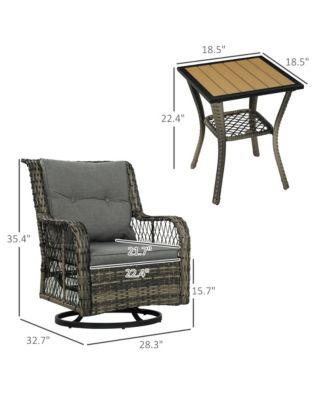 3 Pieces Wicker Bistro Set, Rocking Patio Furniture Set,