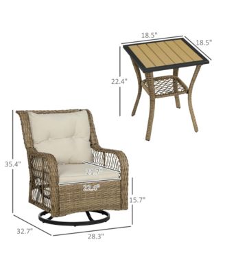 3 Pieces Wicker Bistro Set, Rocking Patio Furniture Set,