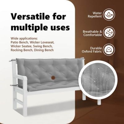 Garden Bench Cushion Gray 59.1"x(19.7"+19.7")x2.8" Oxford Fabric