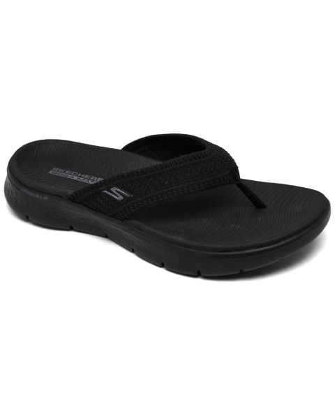 Женские сандалии Skechers Go Walk Flex Flip-Flop Thong, цвет: Чёрный