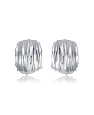 Nature Basket Weave Chunky C-Hoop Earrings in White Gold Plated or 14K Gold Plated