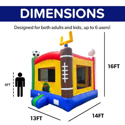 HeroKiddo Sports Commercial Grade Bounce House for Kids and Adults (with Blower), Basketball Hoop, Outdoor Indoor, Birthday Party, Rental Quality, Big Inflatable, All Seasons