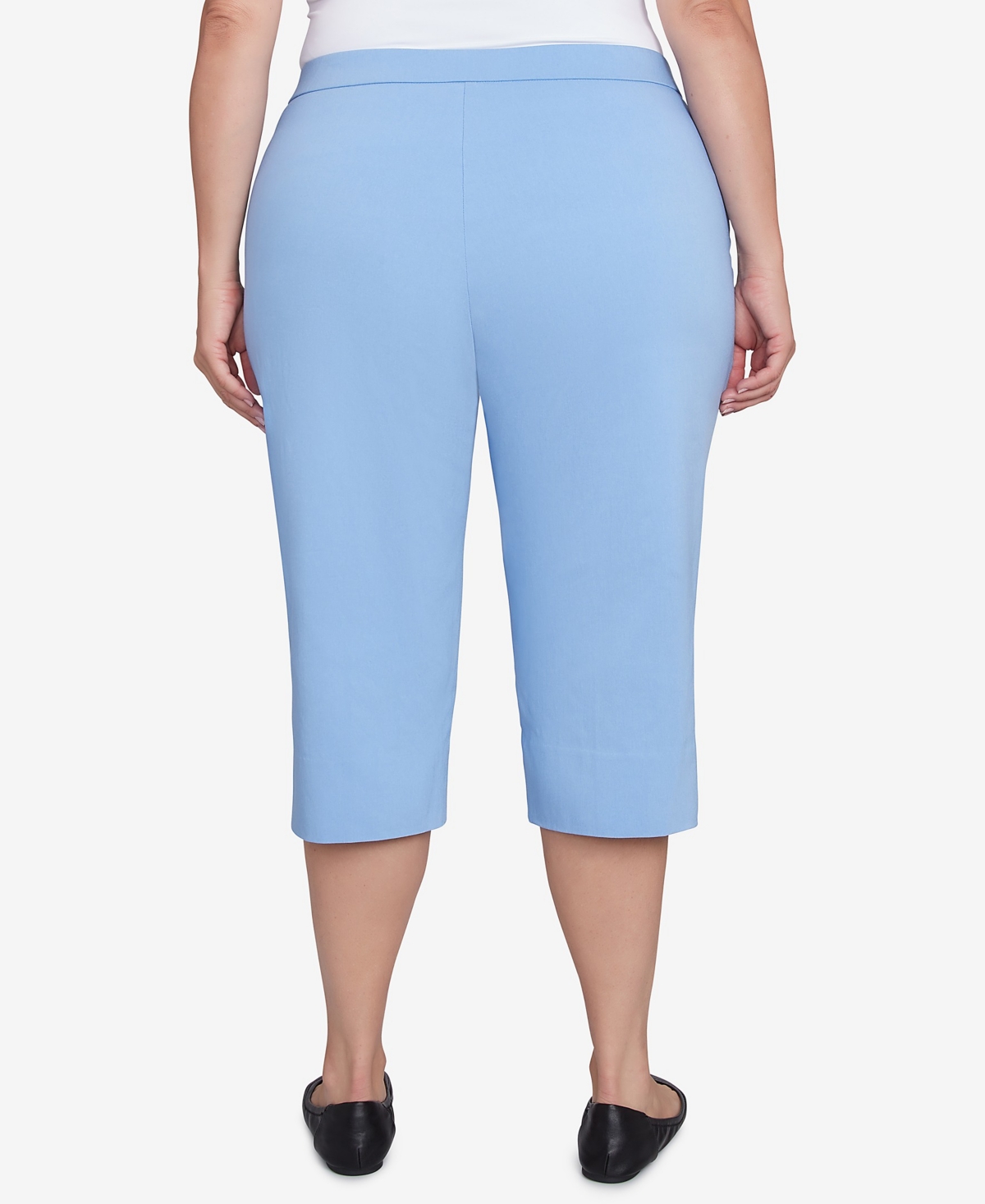 Alfred Dunner Plus Size Classic Flat Front Allure Clamdigger Pants In Iris