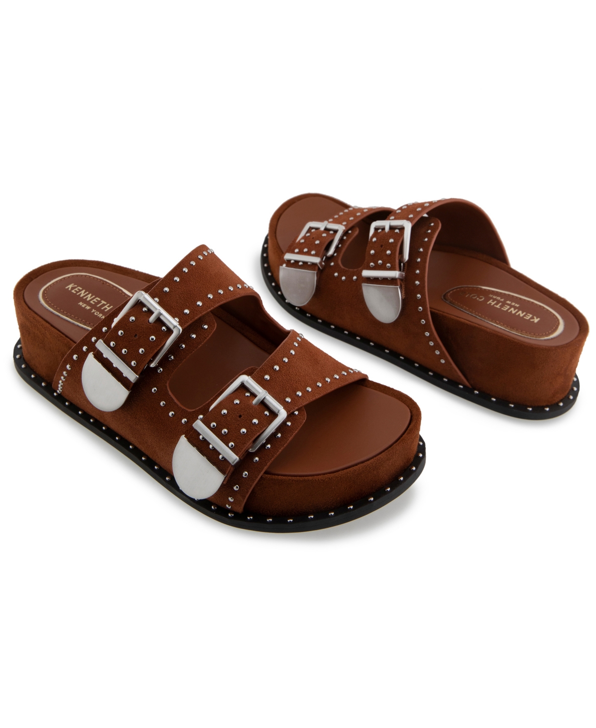 Kenneth Cole New York Women's Gradie Wedge Sandals In Cognac Suede