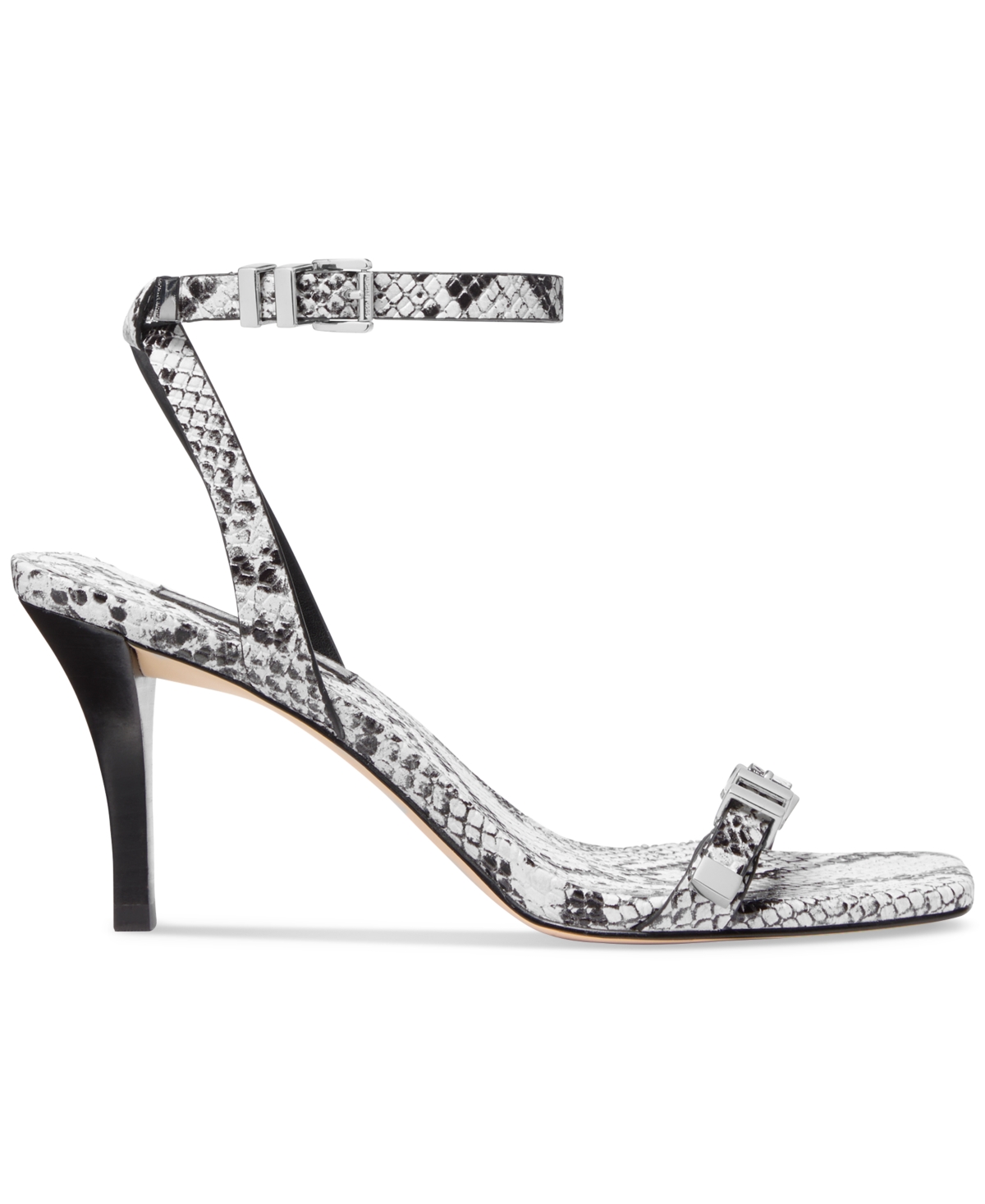 Michael Kors Darrington Snake Embossed Leather Sandal In Aluminum